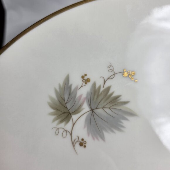 TWO Noritake Fantasia Dinner Plates Ivory with Gold Grapes and Gray Tan Leaves - Picture 12 of 14